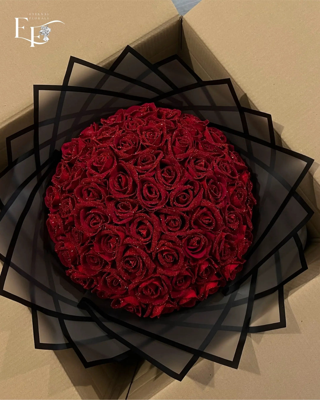 Bundle of Red Glitter roses