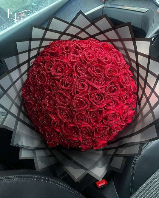 Bundle of Red Glitter roses