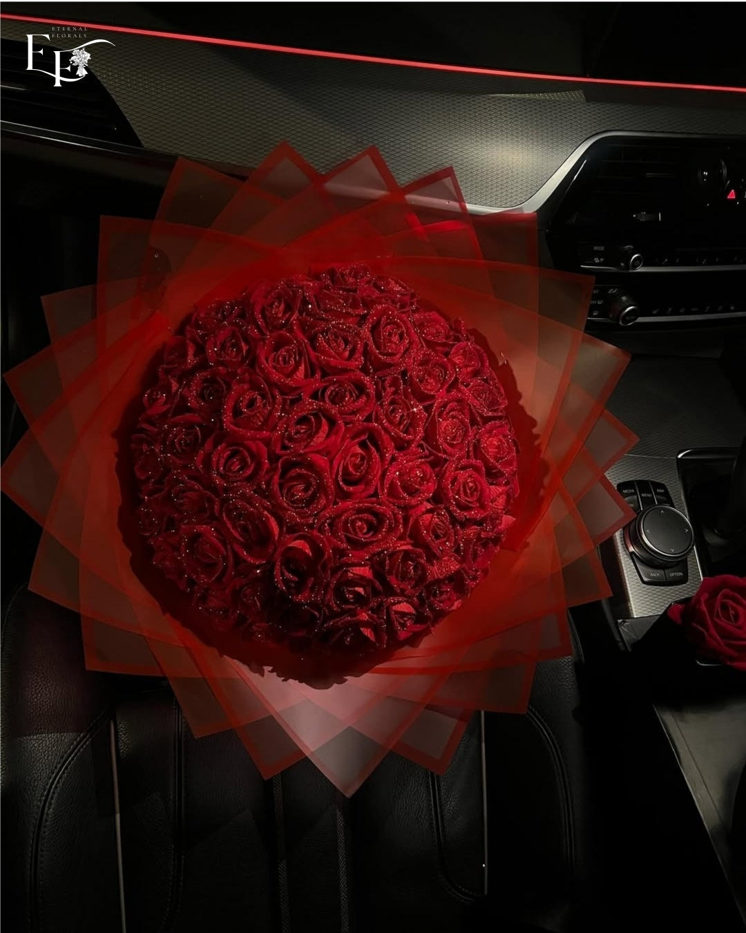 Bundle of Red Glitter roses